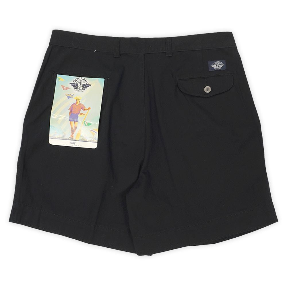 ドッカーズ DOCKERS 未使用 デッドストック 90s 90年代 2タック チノショーツ 薄手 無地 Levi's リーバイス傘下 USA ヴィンテージ 古着 メンズ ショートパンツ ブラック 黒 W36【中古】