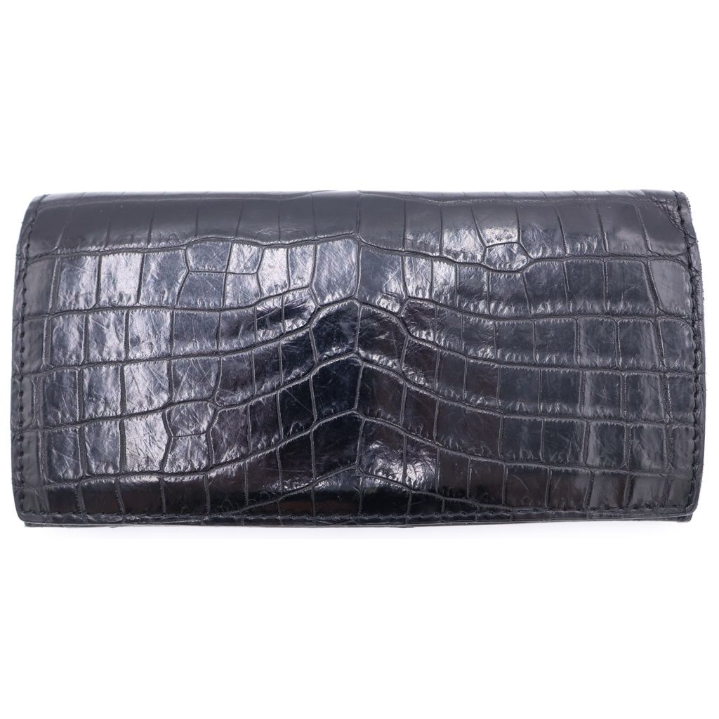 BACK LASH (バックラッシュ) CROCODILE LONG FOLD WALLET クロコダイル ロングフォールドウォレット 長財布 シルバー