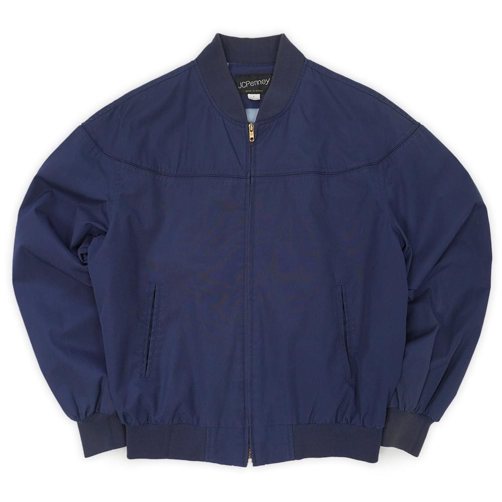 JCペニー JC Penney 80s 80年代 キャップショルダージャケット カップ ダービー Derby 定番 ブルゾン 短丈 USA ヴィンテージ アメリカ 古着 メンズ コート ジャケット ネイビー 紺 L【中古】