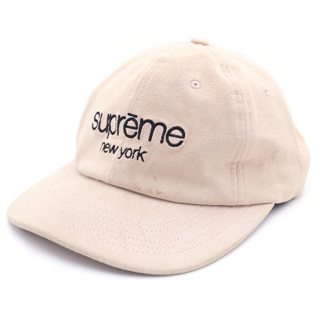 SUPREME (シュプリーム) 16SS Suede Classic Logo 6-Panel クラシックロゴ スエードレザー6パネルキャップ ピンク