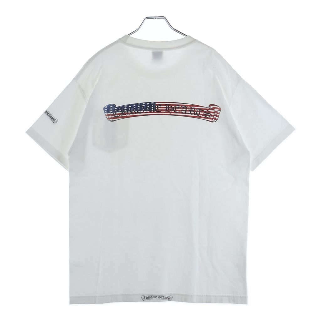 CHROME HEARTS (クロムハーツ) OLD US SCRL L/S TEE 星条旗 スクロールロゴ プリント 長袖Tシャツ カットソー