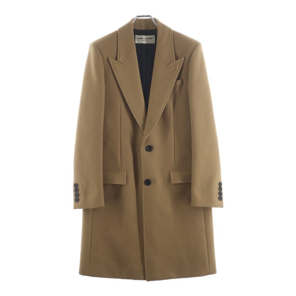 SAINT LAURENT PARIS (サンローランパリ) 21AW カシミヤ ウール ピークドラペル カラー ロング チェスターコート ブラウン 671905 Y143V