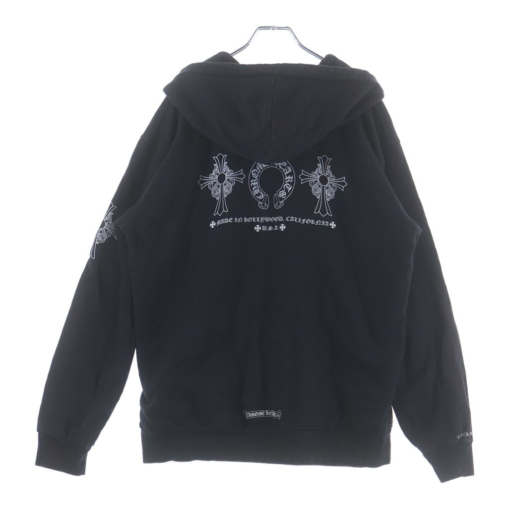 CHROME HEARTS (クロムハーツ) Mede in Holliywood 3 ICON pullover Hoodie 3 アイコン ジップパーカー ブラック