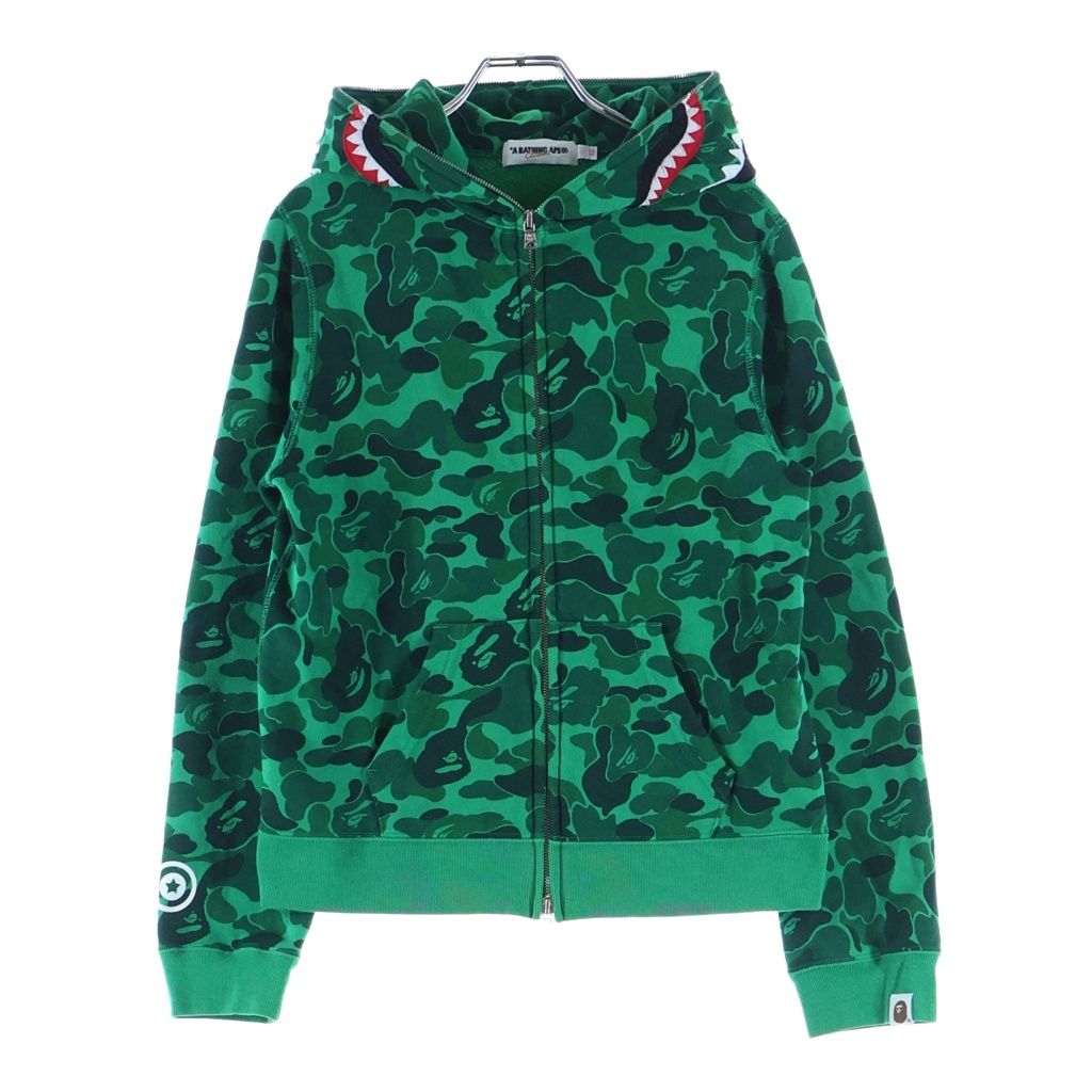 A BATHING APE (アベイシングエイプ) SHIBUYA CAMO SHARK FULL ZIP HOODIE シブヤ カモフラ シャーク フルジップ パーカー フーディー グリーン