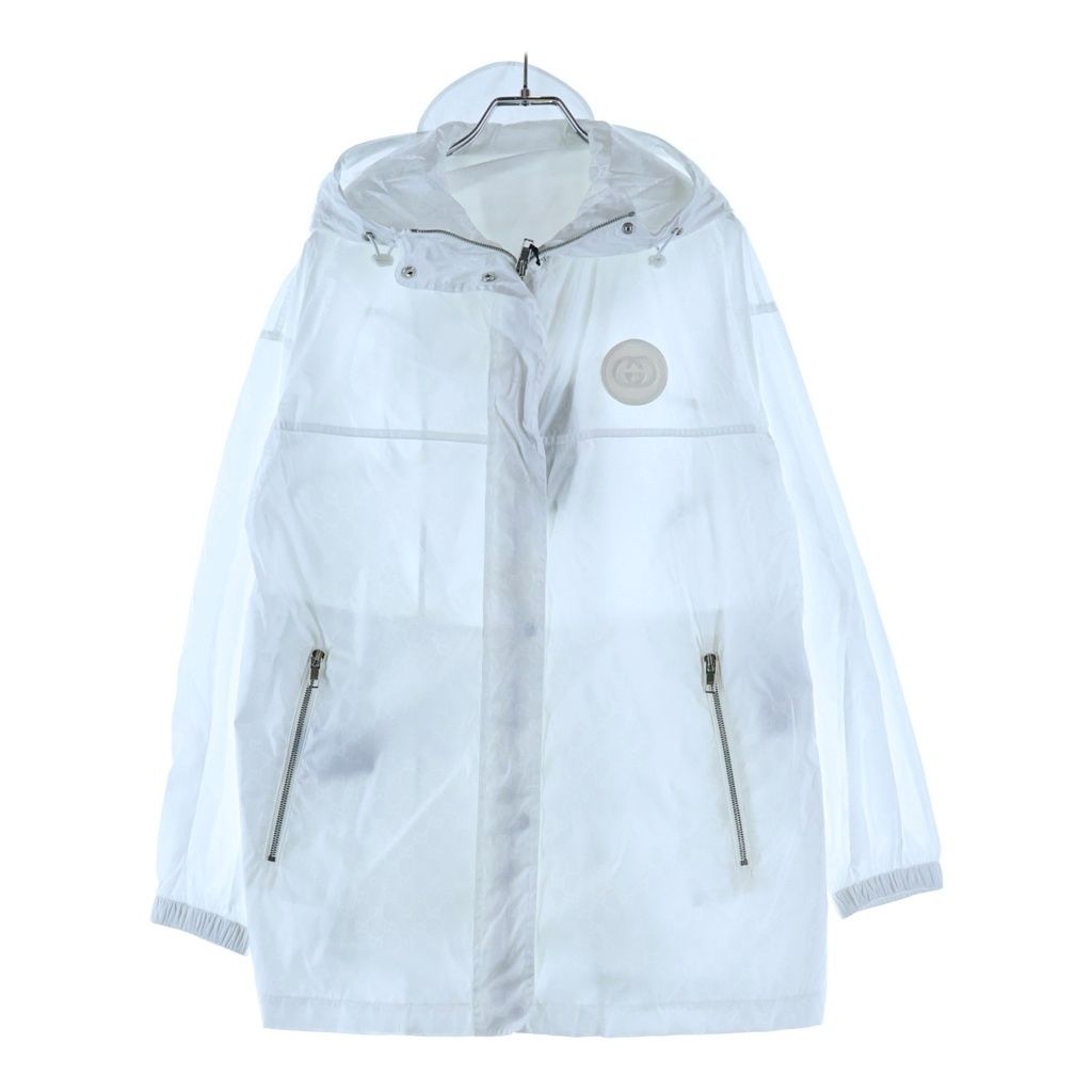 GUCCI (グッチ) GGジャカード フーデッド ジップアップ ナイロンジャケット ホワイト 691757 レディース