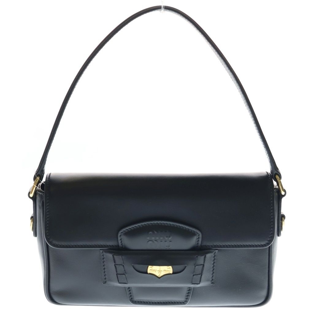 miumiu (ミュウミュウ) FINE CALF ペニーレザー 2WAY ショルダー ハンドバッグ ブラック 5BD270 ACRM F0002