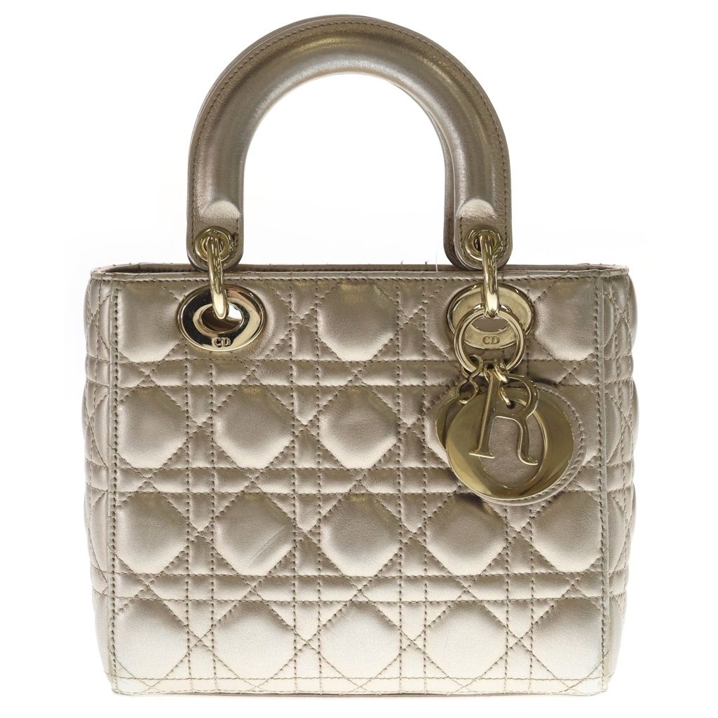 Christian Dior (クリスチャンディオール) マイレディディオール ミニ カナージュ 2WAYバッグ ハンドバッグ ショルダーバッグ ゴールド メタリック ゴールド金具