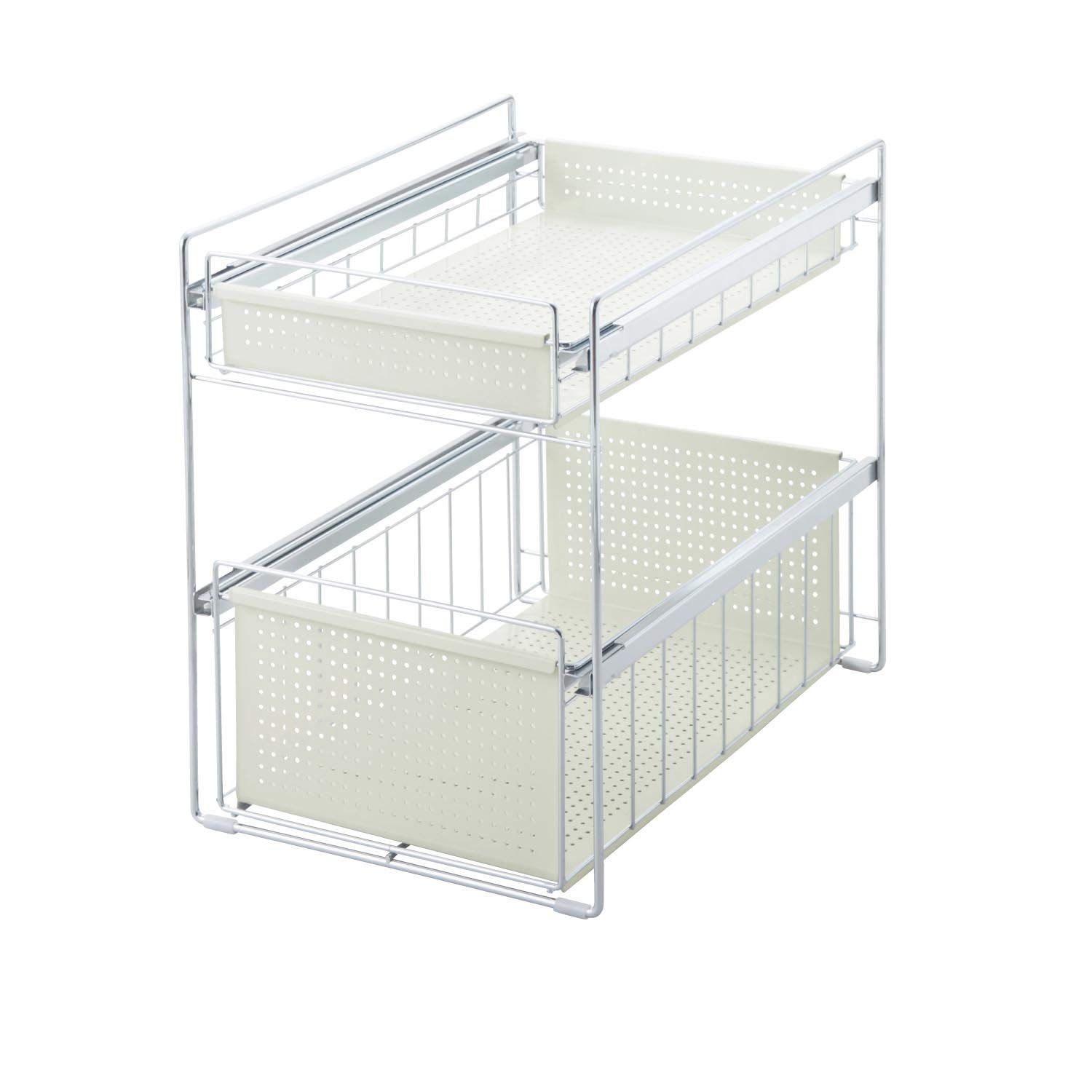 新品 [ベルメゾン] キッチン収納 シンク下 スライドラック 収納 ラック ホワイト 幅約30×高さ約39cm 2段