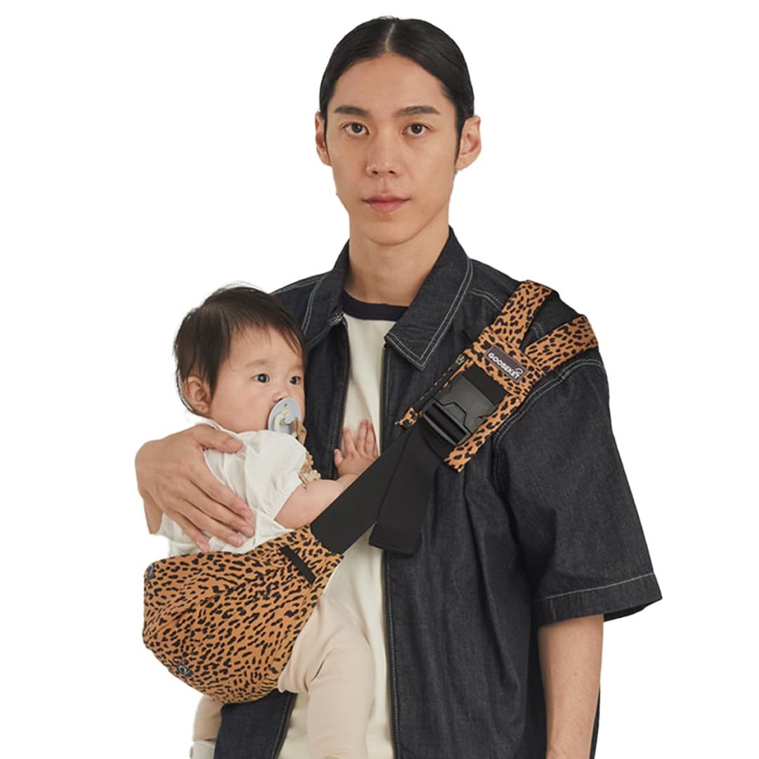 新品 【グスケット365抱っこ紐】【ママリ口コミ大賞受賞】2WAY セカンド抱っこひも ヒップシート スリング 腰すわり～20kgまで 簡単 コンパクト 滑り止め 男女兼用 赤ちゃん 収納巾着ポーチ付き グスケット GOOSEKET (ブラウンレオパード)