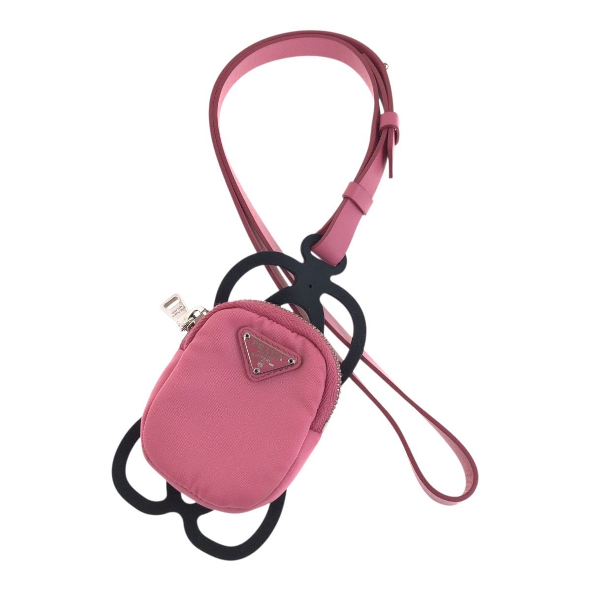 美品 PRADA プラダ テスート 三角ロゴプレート ピンク ナイロン/ゴム 