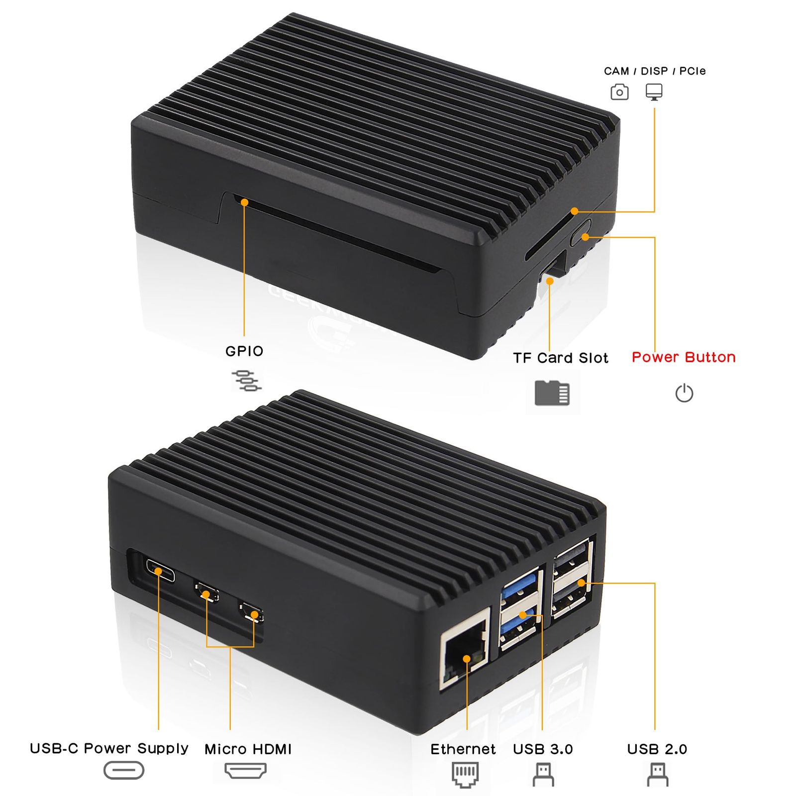 Geekworm Raspberry Pi 5 ケース P573 アルミニウム金属ケース