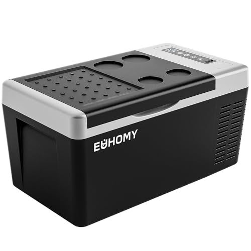 EUHOMY 車載冷蔵庫 ポータブル冷蔵庫 小型 【-20℃?20℃ 急速冷凍】 18L 持ち運び 3WAY 電気式 車載 電動 車に乗せる キャンプ 車載家庭両用 静音 低電圧保護 DC12V/24V AC100V コンプレッサー式 車中泊 b20bbb0b
