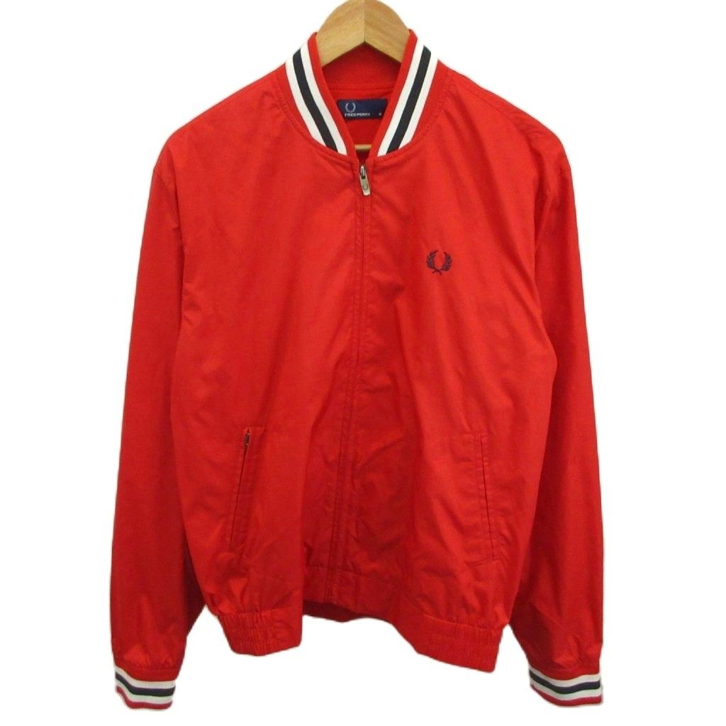 フレッドペリー FRED PERRY ボンバージャケット 上着 M 赤 レッド 長袖 ロゴ刺繍 /NP ■ECD004