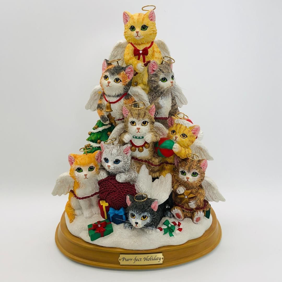 【ネコ 天使たちの クリスマスツリー】★ライトアップ 子猫てんこ盛り ※訳あり (POP_24A )