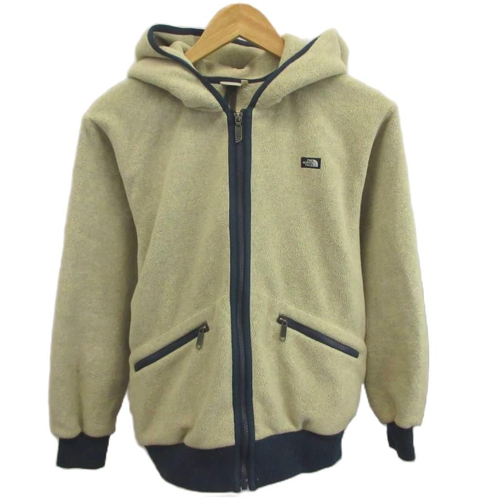 ザノースフェイス THE NORTH FACE フリースパーカー 上着 L ベージュ 紺 ネイビー フード付き フルジップ 長袖 /NP ■ECD004