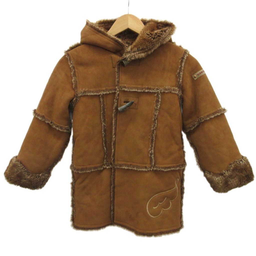 カステルバジャック CASTELBAJAC キッズ 子ども服 ダッフルコート フェイクムートン 120 茶 ブラウン 長袖 フード付き ファートリミング /PP ■ECD004