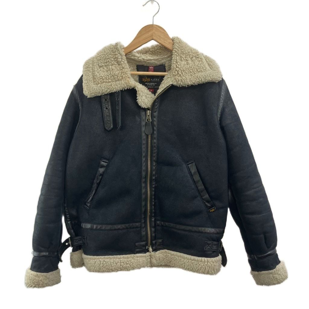 アルファインダストリーズ ALPHA INDUSTRIES フェイクムートンジャケット 上着 アウター M 黒 ブラック ボア 長袖 ジップアップ /PP ■ECD004