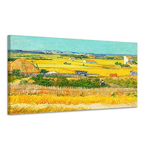 アートパネル ゴッホ 麦畑 油絵 絵画 黄色 アートポスター インテリア 壁掛け絵画 現代 パネル 風景画 写真 装飾画 壁掛け 贈り物 部屋 玄関 木枠付きの完成品(40x80cm x1Pcs) 国内発送 4e1a92dd