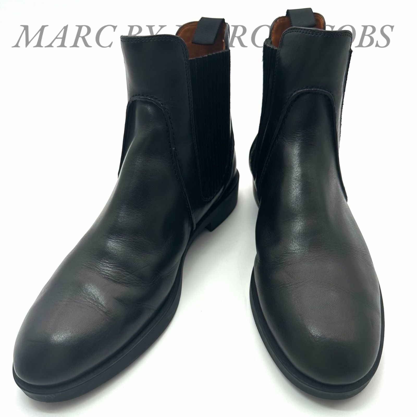 【B5450】 MARC BY MARC JACOBS マーク バイ マーク ジェイコブス サイドゴアブーツ ブラック レザー ラウンドトゥ