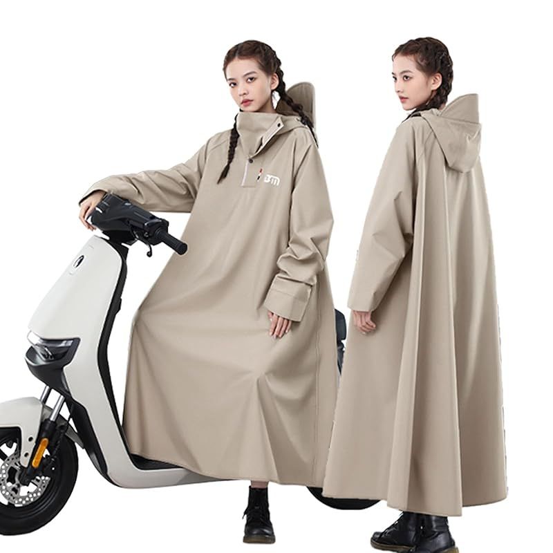 【新品】 [LLWAAV] レディース レインコート 自転車 ロング 【超防水】防雨手袋 収納袋付き 梅雨対策 男女兼用 原付ポンチョ リュックにも対応 雨具 軽量 メンズレインコート 通勤 超防水 防風 おしゃれ (カーキ色, L) 0