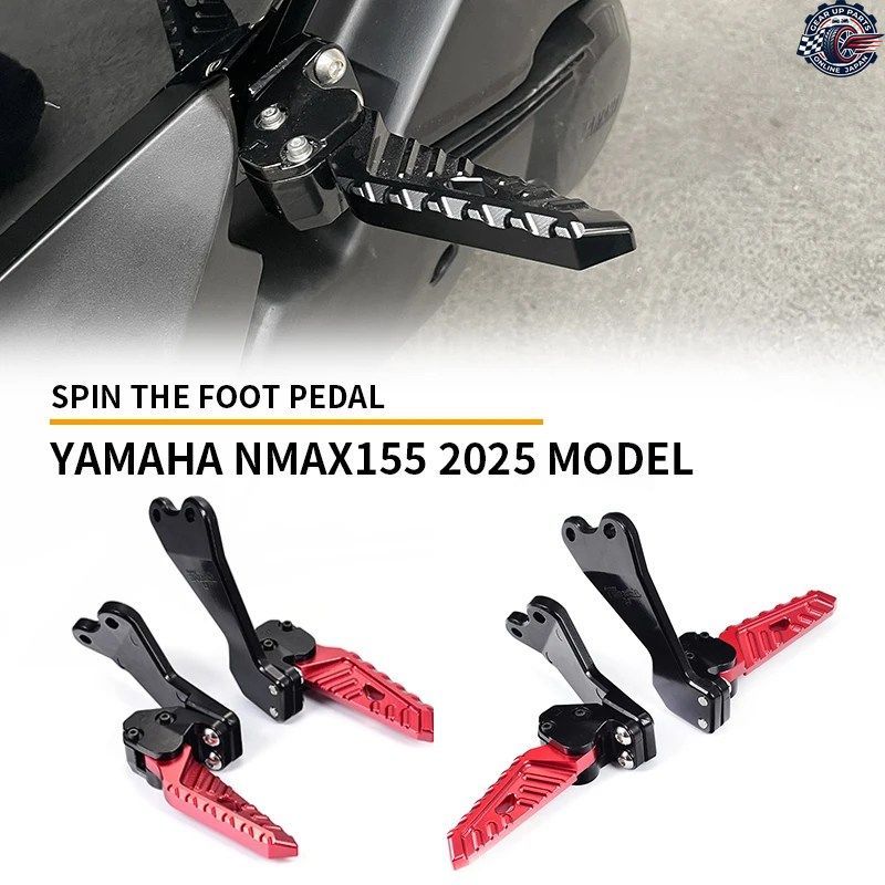 ヤマハ NMAX155 2020-2025 2024 改良型リアフットペダルスピンおよびフットペダルアシストパッド リアパッセンジャーフットレストパッド