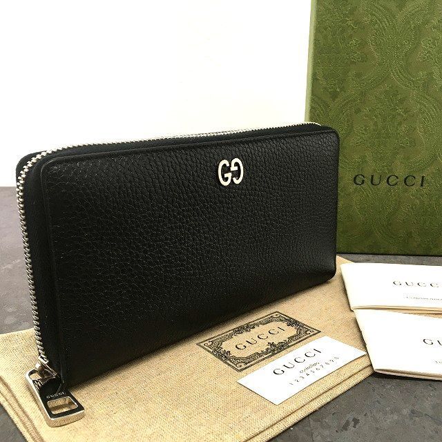 32 送料込み！ 未使用品 GUCCI ジップウォレット 473928 ブラック レザー ドリアン 箱付き
