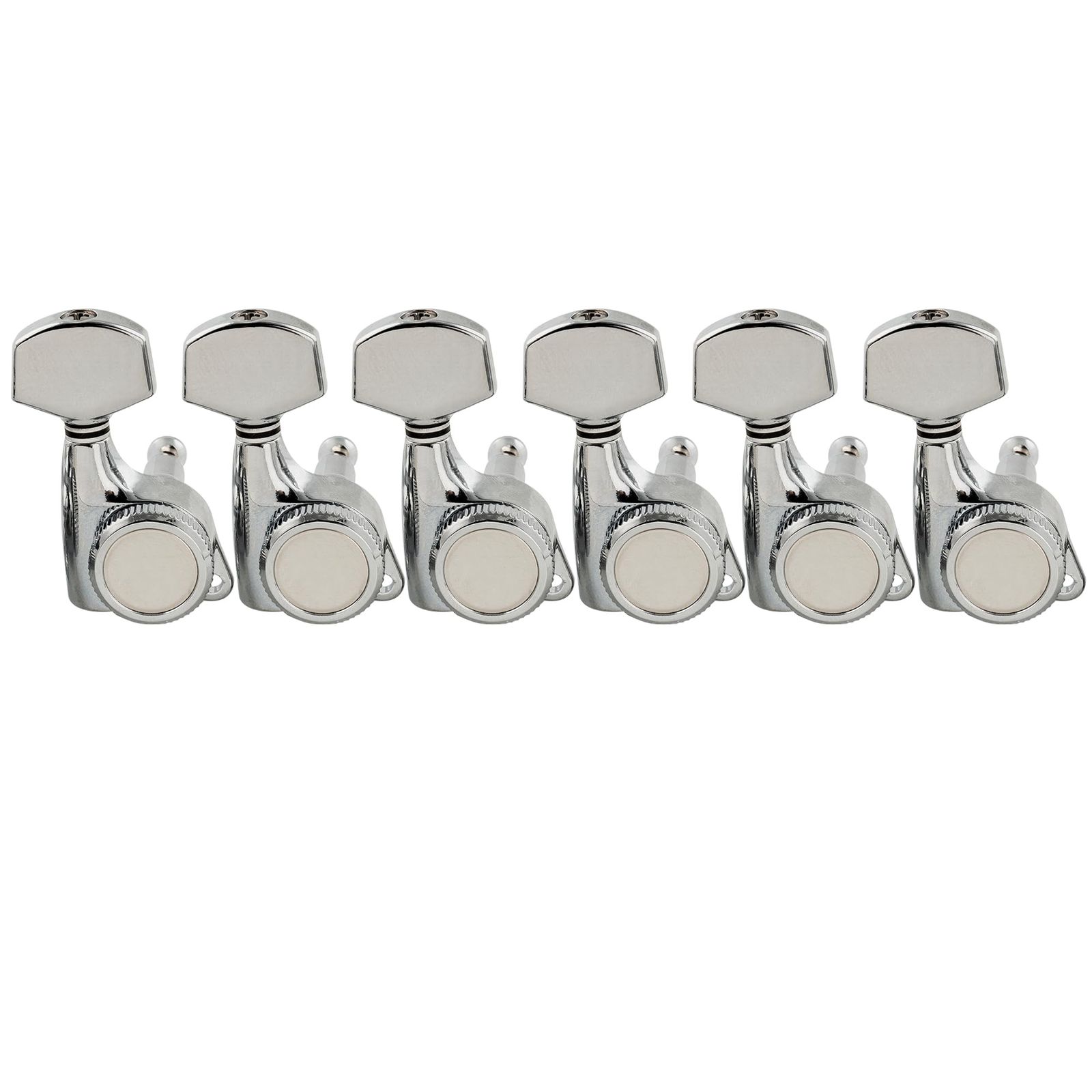 新品 Musiclily Pro 6連ギターロック式ペグLocking Tuners STストラト/TLテレキャスターエレキギター用、 クロームヘックスボタン