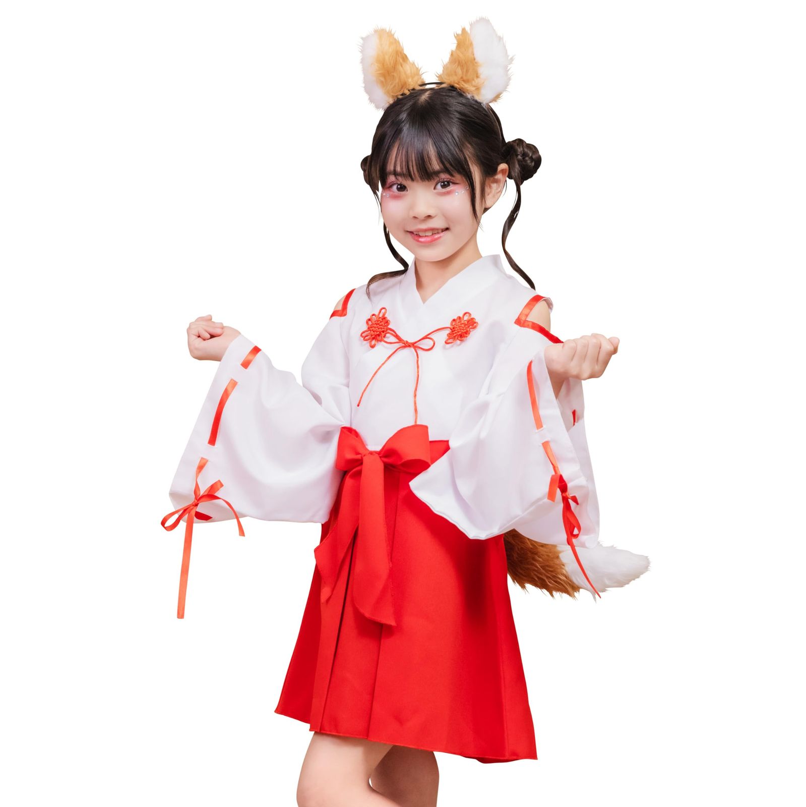 新品 クリアストーン(Clearstone) コスプレ ハロウィン きつね巫女 キッズ ユニセックス 120cm レッド