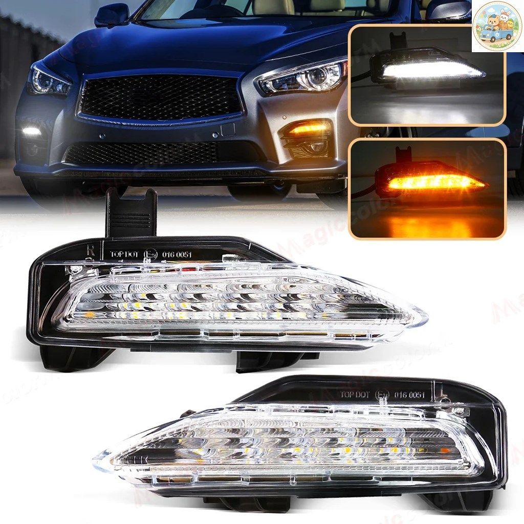 LED DRL INFINITI Q50 Q50S スポーツモデル 2014 - 2016-2020 デイタイムランニングライト ターンシグナル デイライト フォグランプアセン