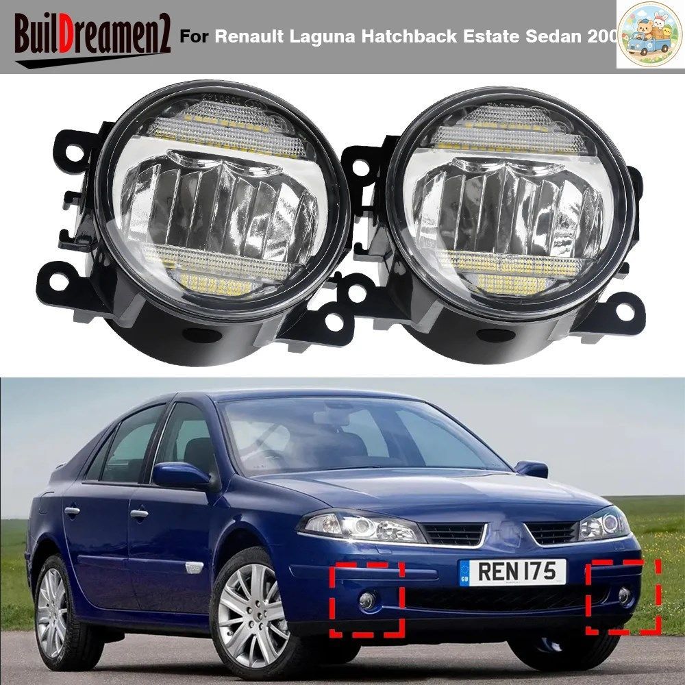1ペア 30W 車用CANBUS LEDフォグランプ(デイライトDRL付き)H11 ルノー ラグナ ハッチバック エステート セダン 2005-2015 クーペ非対応