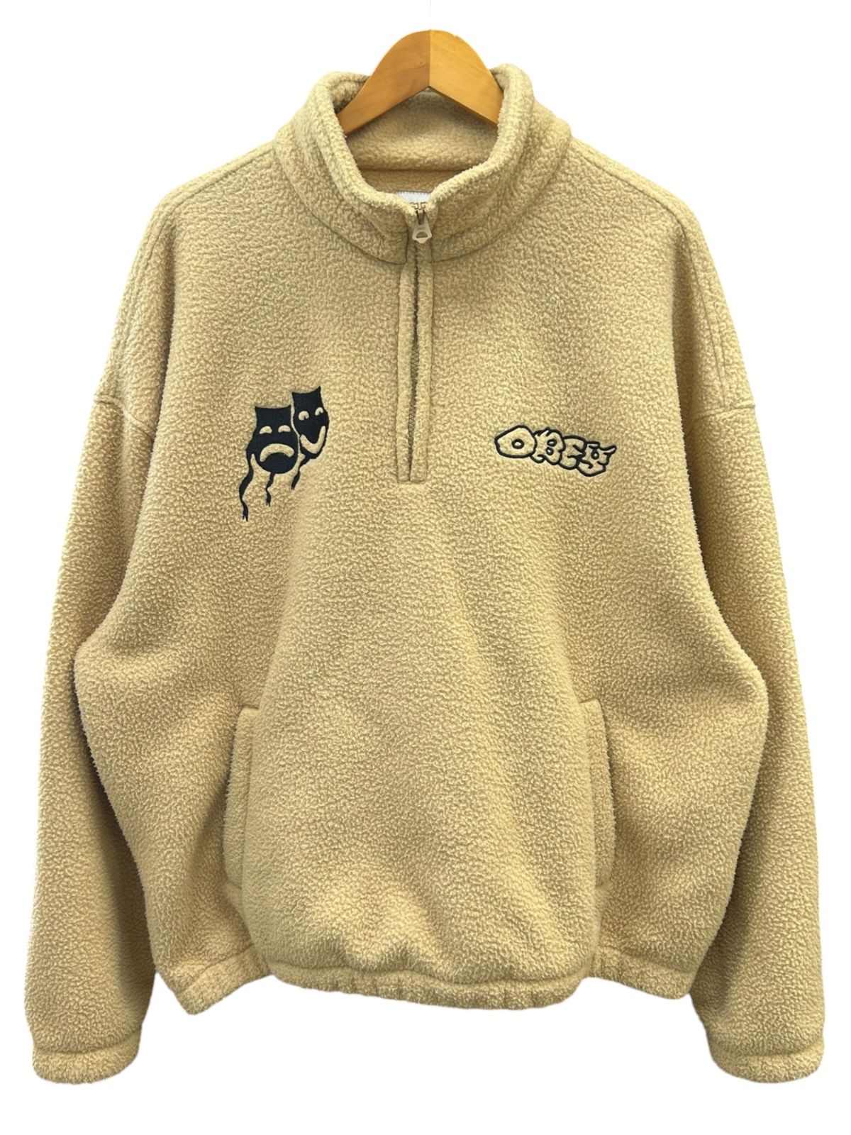 OBEY (オベイ) Pulp Mock Neck Pullover モックネック フリースプルオーバー L ベージュ メンズ/027