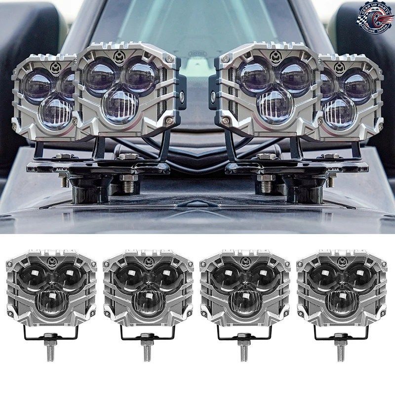 2.5インチ 3眼 120W スポットライト JLA デュアルライト マウントブラケット 配線ハーネスキット Aピラー補助スポットライト ワークライト