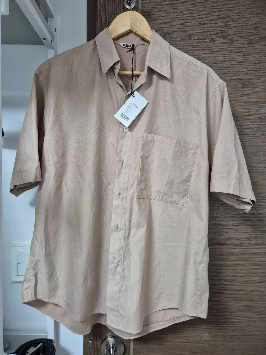 メンズ 美品 25ss AURALEE オーラリー 半袖シャツ ベージュ ワークシャツ
