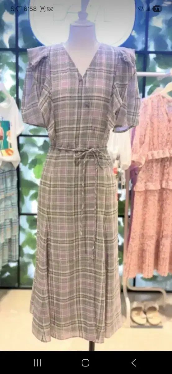 DEWL CHECK パータン パフ 半袖 ロング ONE PIECE