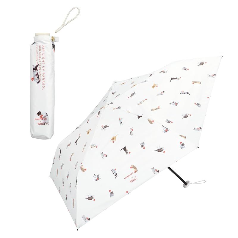 【新品】 【2025】日傘 沖昌之×Wpc. 晴雨兼用遮光軽量アンブレにゃん オフ ≪遮光100% /UVカット99.9% /UPF50＋/晴雨兼用≫ 折りたたみ傘 軽量 猫 通勤 通学 旅行 オシャレ 可愛い レディース スリム 軽い 801-OM009-1