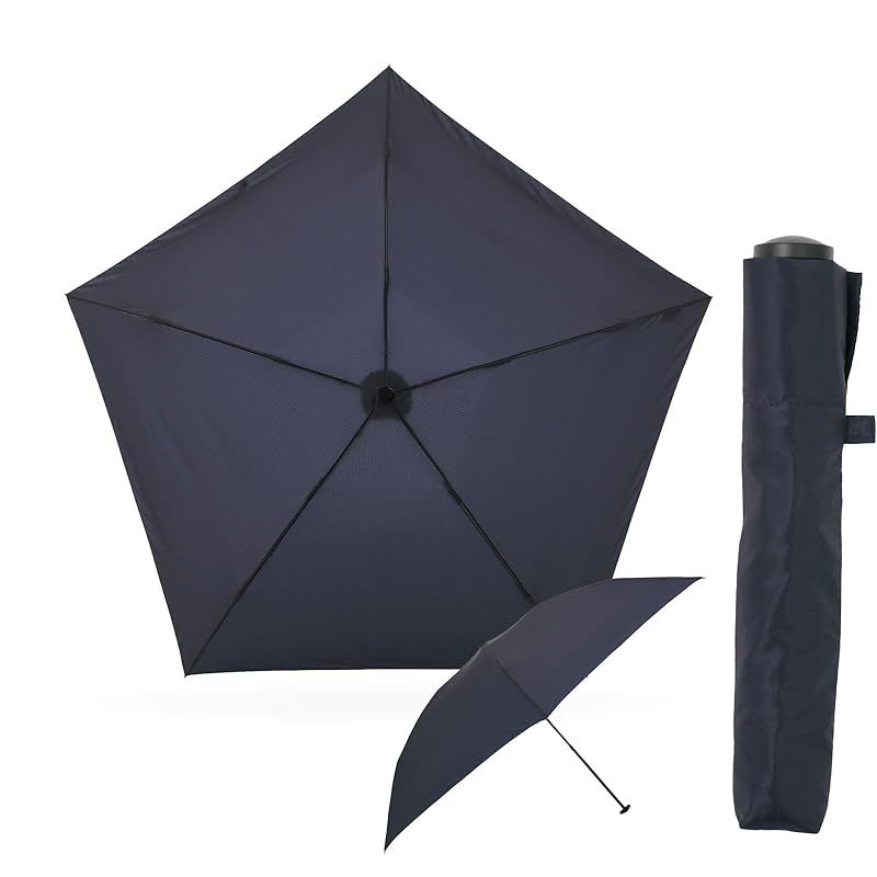 【新品】 [AMVEL]アンベル 折りたたみ傘 pentagon72 世界最軽量 72g コンパクト 収納 3.5cm×21cm カーボン骨 晴雨兼用 耐風 雨用 雨傘 撥水 UVカット 男女兼用 A1551 (ネイビー)