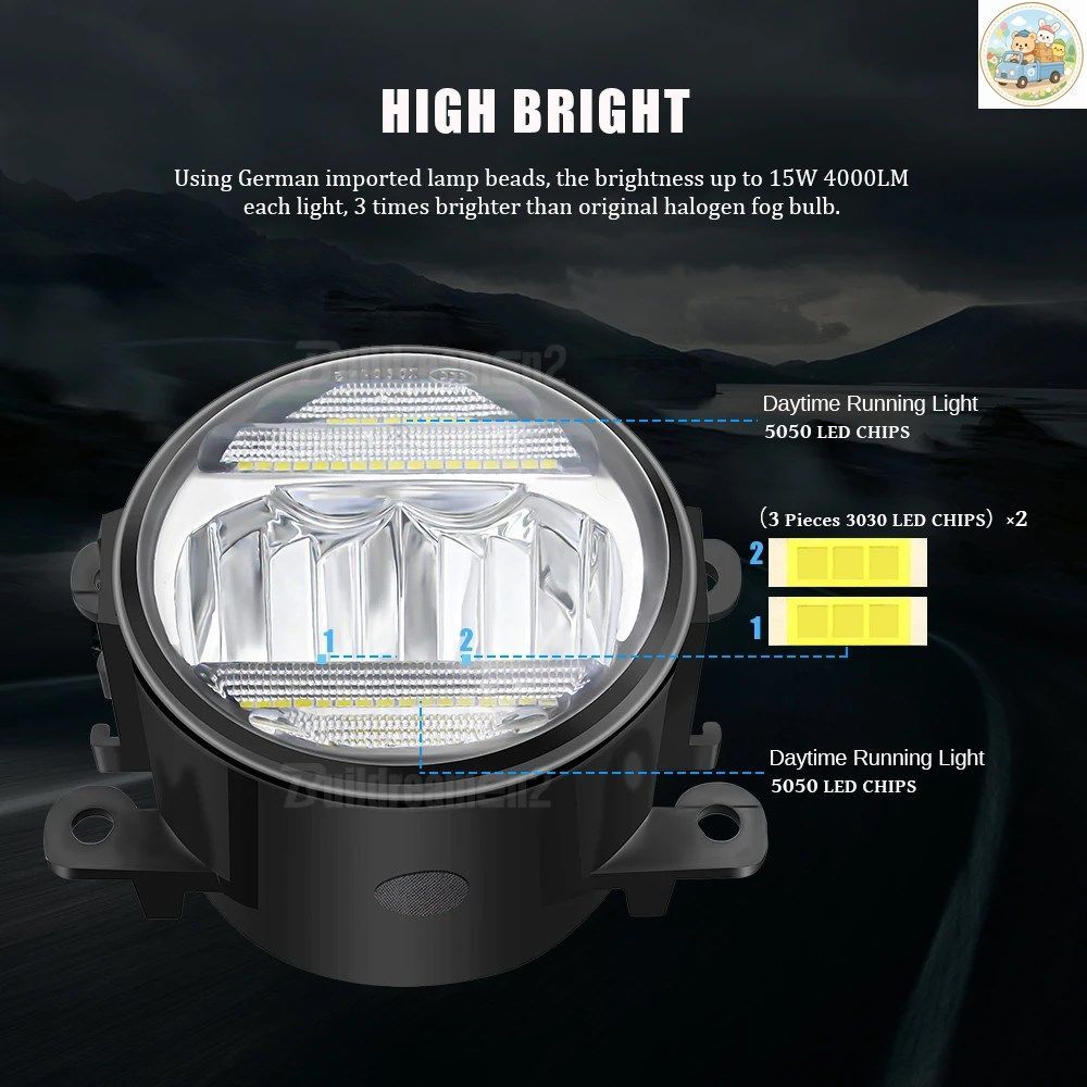 2個入り 30W 車用 左+右 LED フォグランプ デイタイムランニングランプ DRL 8000LM 12V FIAT FIORINO BOX MPV 225_ 2007-2023