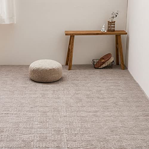 萩原(Hagihara) 敷き詰めカーペット グレージュ 江戸間6畳 約261×352cm 「ピクシス」 軽量 北欧 格子柄 ホット対応 日本製ｍａ