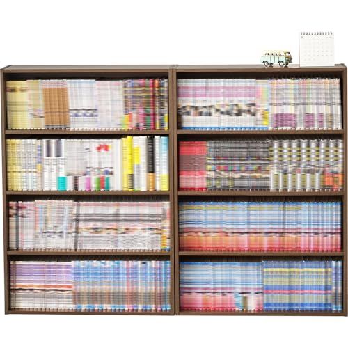 萩原 本棚 コミックラック スリム 2個【 コミック 約312冊分 】薄型 4段 幅 60 奥行 17 高さ 89 ブラウン 2個組 RCC-1508BRma 萩原 本棚 コミックラック スリム 2個【 コミック 約312冊分 】薄型 4段 幅 60 奥行 17 高さ 89 ブラウン 2個組 RCC-1508BRma