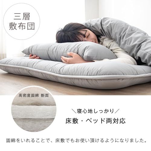 タンスのゲン 布団セット シングル 4点セット【高密度固綿 三層敷布団】 抗菌 防臭 防カビ 洗える 収納ケース付き ホコリが出にくい 掛布団 敷布団 枕 61140237(74261)ｍａ