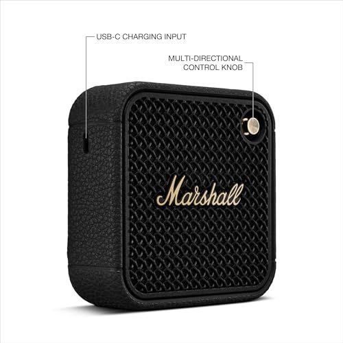 Marshall ワイヤレスポータブル防水スピーカー Willen II ブラック&ブラス 連続再生17時間/IP67防水仕様/超小型/急速充電 【国内正規品】ma Marshall ワイヤレスポータブル防水スピーカー Willen II ブラック&ブラス 連続再生17時間/IP67防水仕様/超小型/急速充電 【国内正規品】ma