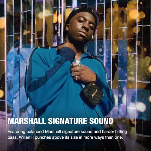 Marshall ワイヤレスポータブル防水スピーカー Willen II ブラック&ブラス 連続再生17時間/IP67防水仕様/超小型/急速充電 【国内正規品】ma Marshall ワイヤレスポータブル防水スピーカー Willen II ブラック&ブラス 連続再生17時間/IP67防水仕様/超小型/急速充電 【国内正規品】ma