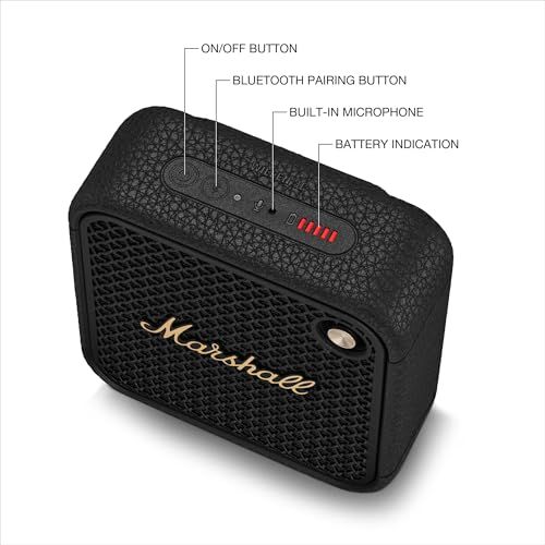 Marshall ワイヤレスポータブル防水スピーカー Willen II ブラック&ブラス 連続再生17時間/IP67防水仕様/超小型/急速充電 【国内正規品】ma Marshall ワイヤレスポータブル防水スピーカー Willen II ブラック&ブラス 連続再生17時間/IP67防水仕様/超小型/急速充電 【国内正規品】ma