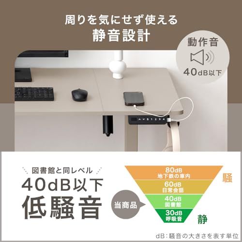 タンスのゲン 昇降デスク 電動 幅100? メモリ機能 静音昇降 USB付き モニターアーム対応 パソコンデスク 昇降式デスク ゲーミングデスク PCデスク 45400146(110923)ｍａ