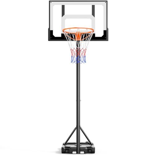 Yohood バスケットゴール 子供用 移動式 106?213cm 高さ無階段調整可能 安定性 バスケットボール フープ リング 室内 屋外 ミニバス キッズ ジュニア 学生 練習用 家庭用 ゴール バスケ 工具付き 組立簡単 (黒白)Y d8529af3
