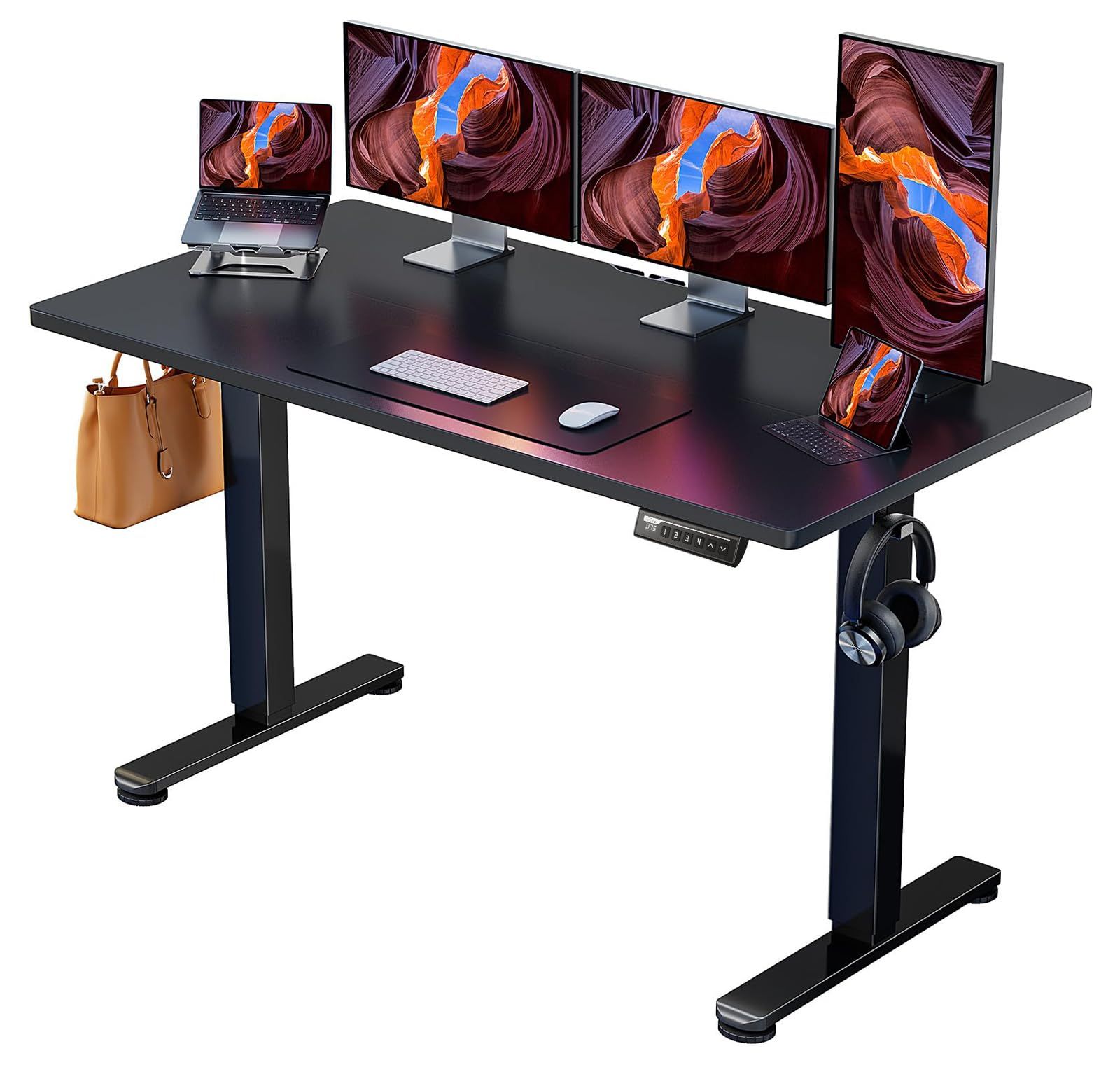 ErGear 電動 オフィスワークテーブル 昇降式デスク スタンディングデスク 幅140cm 耐荷重80kg 高さメモリー機能 上下自動昇降 静音 収納フック付き 机 作業机 テレワーク【幅140 x 奥行き70 x 高さ72-118cm】(ブラック)ma ErGear 電動 オフィスワークテーブル 昇降式デスク スタンディングデスク 幅140cm 耐荷重80kg 高さメモリー機能 上下自動昇降 静音 収納フック付き 机 作業机 テレワーク【幅140 x 奥行き70 x 高さ72-118cm】(ブラック)ma