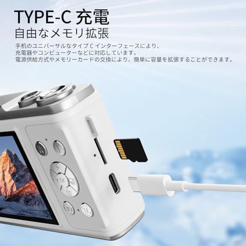 デジタルカメラ 携帯電話で内容を読み取ることができます 4K 5000万画素 デジカメ 2.8 インチスクリーン 16 倍デジタルズーム オートフォーカス 近接撮影 定時撮影 内蔵フラッシュ 32GBマイクロSDカード付き ウェブカメラ コン 4672c6a3