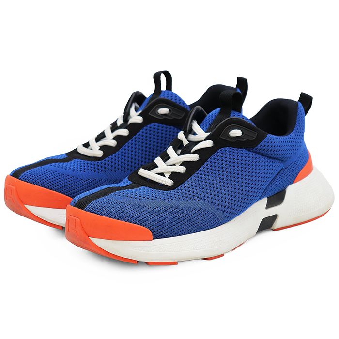 HERMES エルメス ローカットスニーカー サイズ 40.5 メンズ Heroes ヒーローズ メッシュ × スエード シグネチャー H ロゴ シューズ 靴 ブルー オレンジ 青 橙色 イタリア製