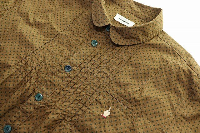 アンダーカバー UNDERCOVER ISM 13SS FINGER FUCK ファック プルオーバー シャツ サイズ 3 カットソー 刺繍 ドット柄 丸襟 長袖 ブラウン 【ブランド古着ベクトル】【中古】260524