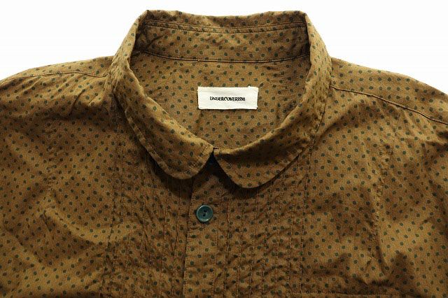 アンダーカバー UNDERCOVER ISM 13SS FINGER FUCK ファック プルオーバー シャツ サイズ 3 カットソー 刺繍 ドット柄 丸襟 長袖 ブラウン 【ブランド古着ベクトル】【中古】260524